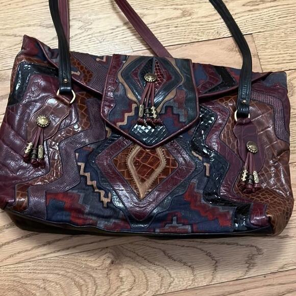 SHARIF VINTAGE PATCHWORK CROC LEATHER CROSSBODY BAG‎ - Picture 7 of 7